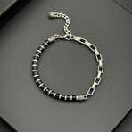 Men // Silver Plated Zinc + Varisite Bracelet // Black