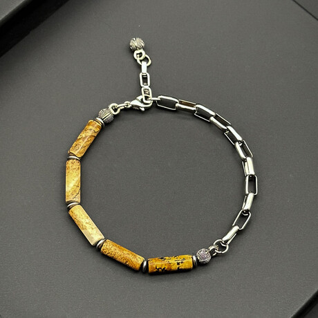 Men // Silver Plated Zinc + Earth Bracelet // Yellow