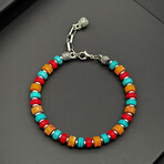 Men // Silver Plated Zinc + Natural Stone Mix Bracelet // Style 2 // Multicolor