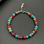 Men // Silver Plated Zinc + Natural Stone Mix Bracelet // Style 1 // Multicolor