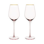 Rose Crystal White Wine Glasses // Set of 2