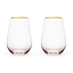 Rose Crystal Stemless Wine Glasses // Set of 2