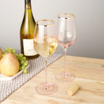Rose Crystal White Wine Glasses // Set of 2