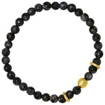 Beaded Bracelet // Gray Agate Beads w/ 14K Gold Plated Sterling Silver Accents