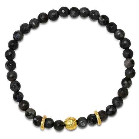 Beaded Bracelet // Gray Agate Beads w/ 14K Gold Plated Sterling Silver Accents