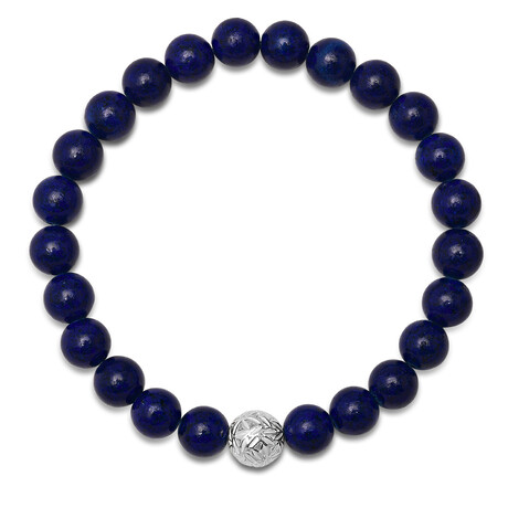 Beaded Bracelet // Lapis Lazuli w/ Sterling Silver Main Bead