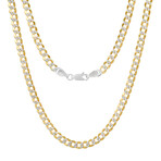 Necklace // Two Tone Sterling Silver + 14K Gold Plated Diamond Cut Curb Link (4.3)