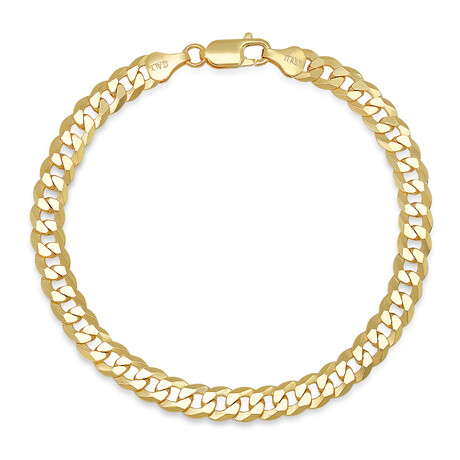 Chain Bracelet // 14K Gold Plated Sterling Silver Diamond Cut Curb Link