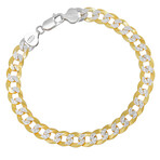 Bracelet // Two Tone Sterling Silver + 14K Gold Plated Diamond Cut Curb Link (6.5)