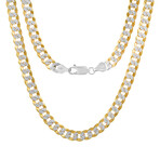 Necklace // Two Tone Sterling Silver + 14K Gold Plated Diamond Cut Curb Link (4.3)