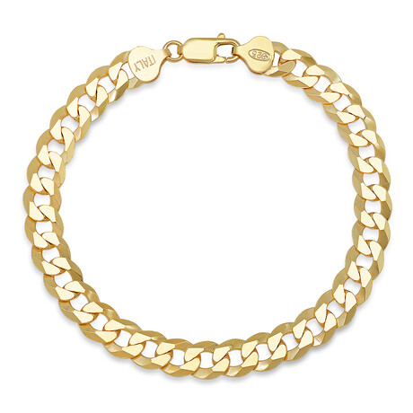 Bracelet // 14K Gold Plated Sterling Silver Diamond Cut Curb Link