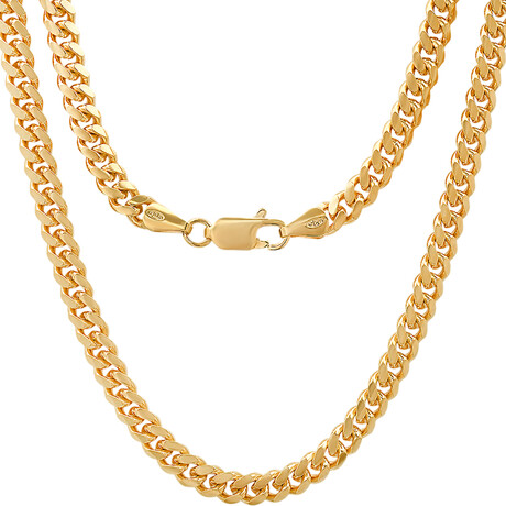 Chain Necklace // 14K Gold Plated Sterling Silver Cuban Link