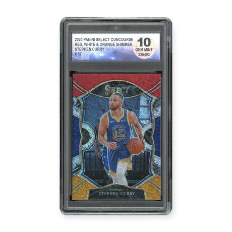 Stephen Curry // 2020 Panini Select Concourse Red, White, & Orange Shimmer // DGA 10 Gem Mint