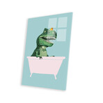 Playful T Rex In Bathtub In Green by Big Nose Work (16"H x 24"W x 0.25"D)