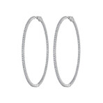 18K White Gold Diamond Hoop Earrings II // New