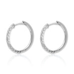 14K White Gold Diamond Hoop Earrings I // New