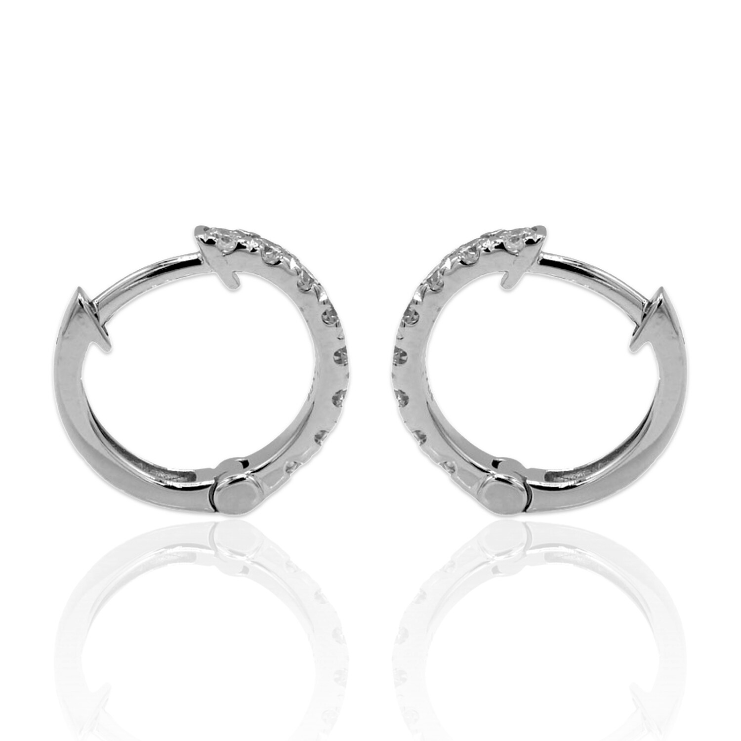 18K White Gold Diamond Hoop Earrings // New - Diamond Earrings - Touch ...
