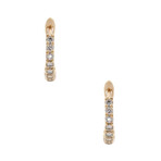 18K Yellow Gold Diamond Small Hoop Earrings // New
