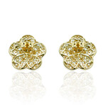 14K Yellow Gold Diamond Earrings I // New