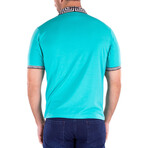 Greek Key Collar & Trim Solid Mint Polo Shirt // Mint (S)