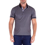 Black Large Pattern Half Button Polo Shirt // Black (2XL)