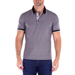 Black Small Pattern Half Button Polo Shirt // Black (3XL)