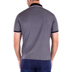 Black Large Pattern Half Button Polo Shirt // Black (XL)