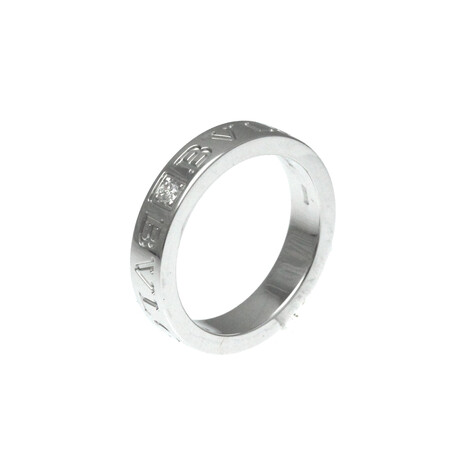Bulgari // 18k White Gold Double Logo Diamond Band Ring // Ring Size: 5 // Store Display