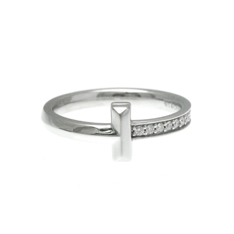 Tiffany & Co. // 18k White Gold T One Narrow Ring With Diamond // Ring Size: 6.5 // Store Display
