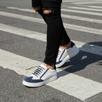 18'S Low Top  Leather // White & Navy (US: 11.5)