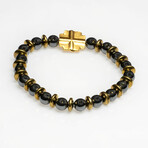 Dell Arte // Lucky 24 Karat Gold + 925 Sterling Silver Southern Cross + Hematite Beads Bracelet  // Silver + Gold