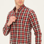 Plaid Checkered Button Up // Red + Black + White (S)