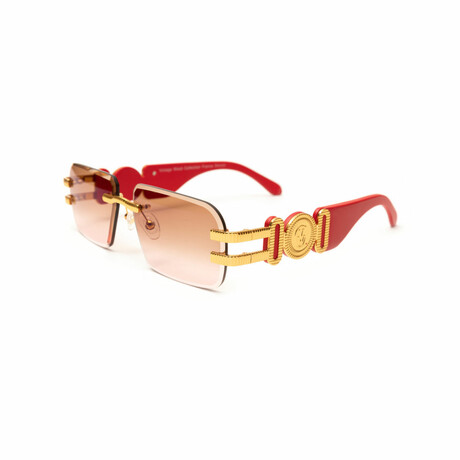 Men's Collector Sunglasses // 24KT Gold + Red Wood
