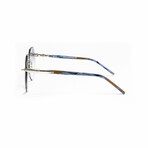 Women's Pearl Sunglasses // Silver + Blue & Brown Acetate