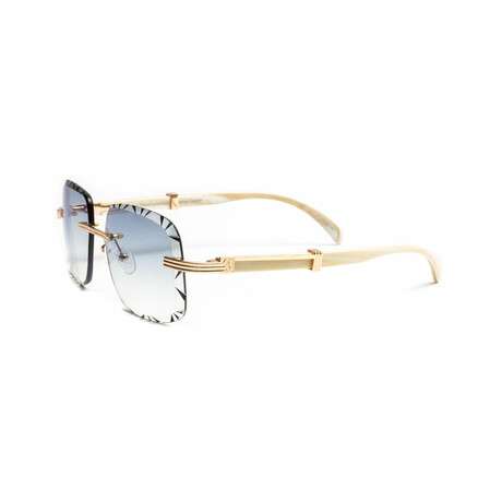 Men's Drone Buffalo Horn Sunglasses // Diamond Cut // 18KT Gold + Grey
