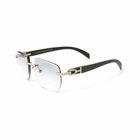 Men's Swarovski Sunglasses // Silver + Black Wood
