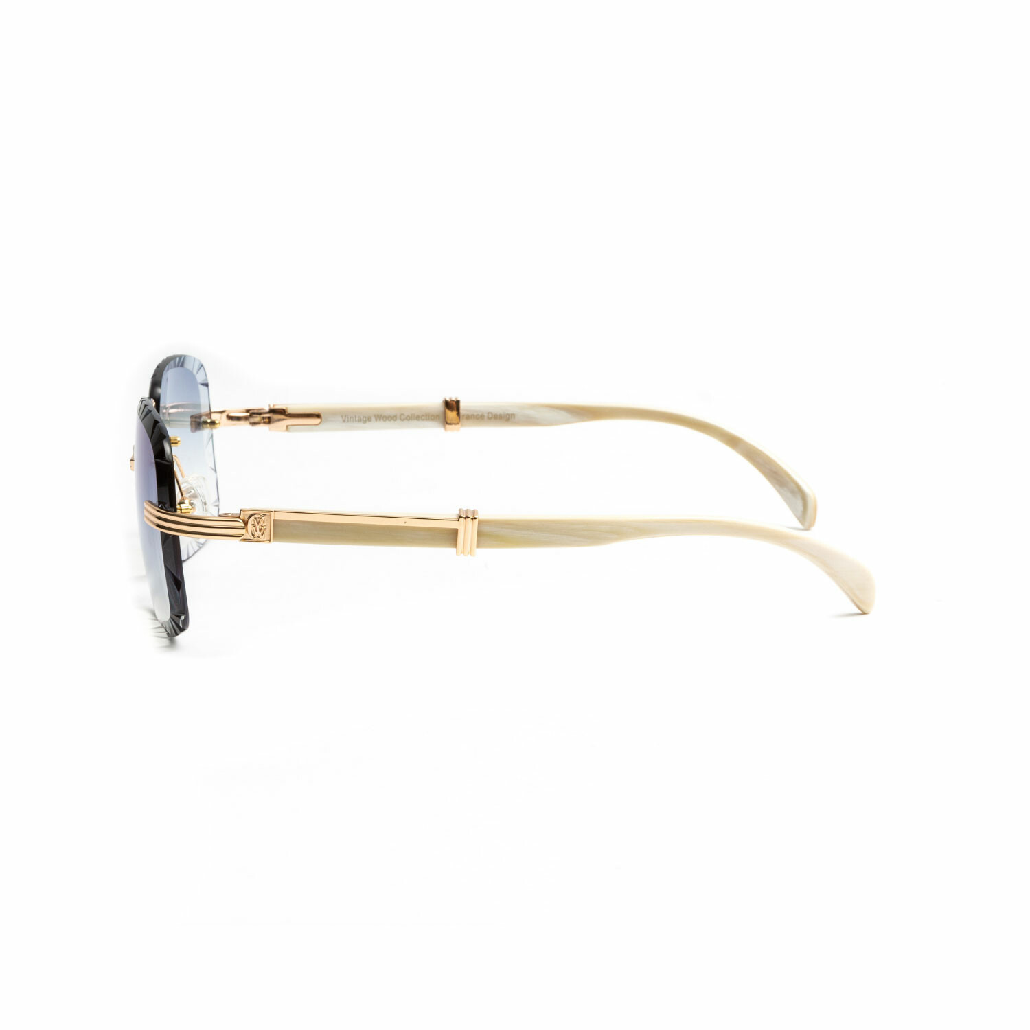 Men's Drone Buffalo Horn Sunglasses // Diamond Cut // 18KT Gold + Grey ...