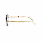 Men's Drone Buffalo Horn Sunglasses // Diamond Cut // 18KT Gold + Grey