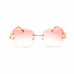 Unisex Classic C Sunglasses // Diamond Cut // 18KT Gold + Red