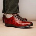 Saulo // Alligator + Ostrich Leather Sneakers // Cognac (US: 9.5)