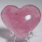 Genuine Polished Rose Quartz Heart with a Black Velvet Pouch v.2