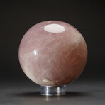 Genuine Polished Rose Quartz Sphere on Acrylic Stand