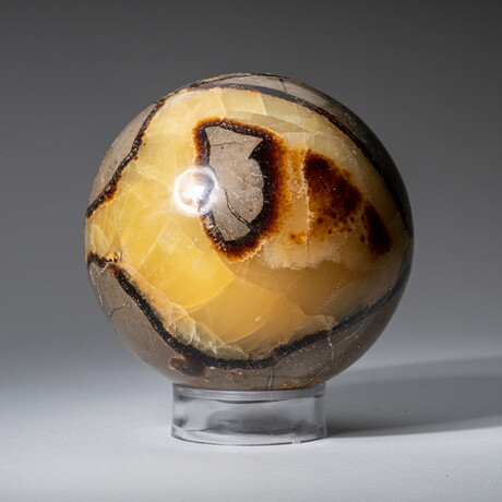 Genuine Polished Septarian Sphere on Acrylic Stand