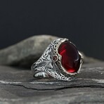 Fancy Lab Ruby Ring Sterling Silver (5.5)