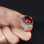 Fancy Lab Ruby Ring Sterling Silver (6.5)