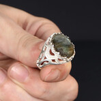 Natural Labradorite Ring Sterling Silver (8.5)