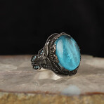Blue Tourmaline Ring Sterling Silver (7.5)