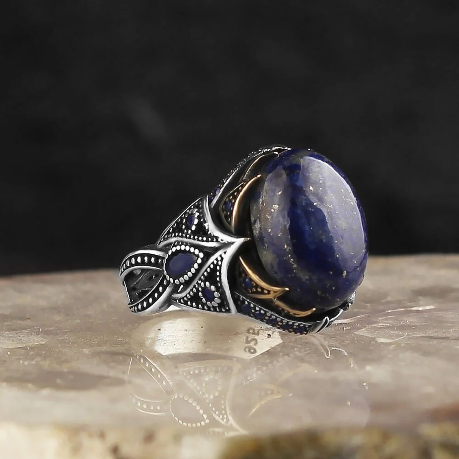 Cabochon Lapis Ring Sterling Silver (7.5) - Ephesus Jewelry: Men's ...