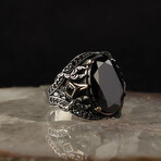 Darkened Black Onyx Ring Sterling Silver (5.5)
