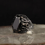 Darkened Black Onyx Ring Sterling Silver (6.5)